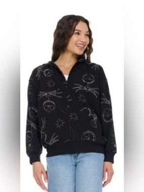 Disney Nightmare Before Christmas Zip Up Embroidered Jacket